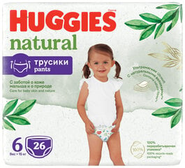 Подгузники-трусики Huggies Natural 6, 15+кг, 26 шт. цена и информация | Подгузники | pigu.lt