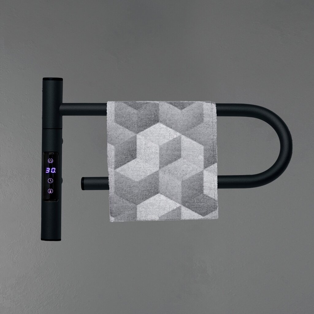 Elektrinė šildoma rankšluosčių kabykla Telvel smart black, 40x25 cm, 20 W kaina ir informacija | Gyvatukai, vonios radiatoriai | pigu.lt