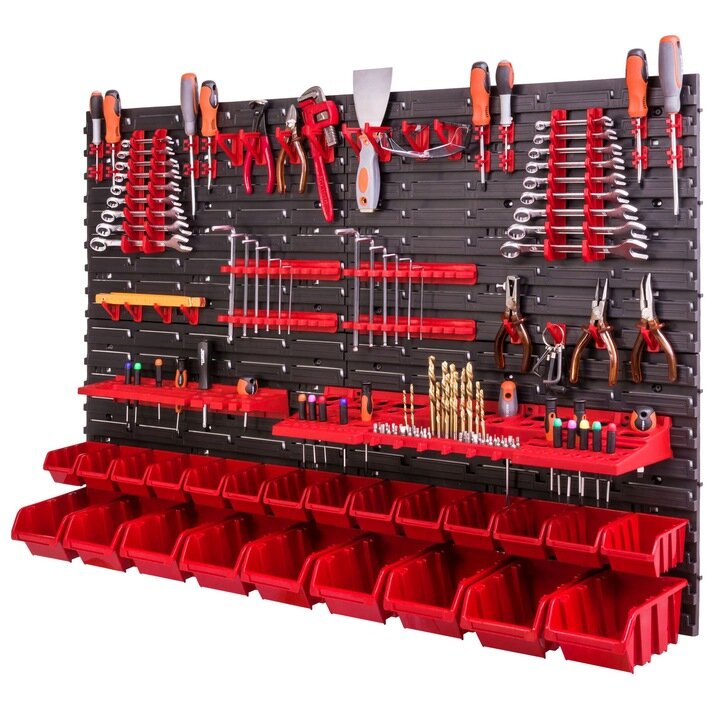 Sienelė įrankiams su įvairiomis lentynomis ITB-MIX60 115 x 78 cm kaina ir informacija | Įrankių dėžės, laikikliai | pigu.lt