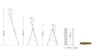 Лестница трехсекционная универсальная DRABEST "PRO" MAX 3x11 с кронштейнами цена и информация | Стремянки | pigu.lt