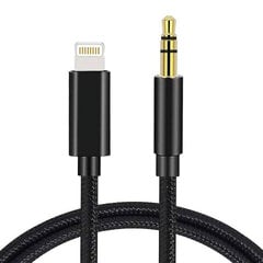 iLike AX3 Ištvermingas Pintinės Pynėtos Šviesiai Sidabro Lightning į 3.5mm Stereo Audio Jack AUX Kabelis 1m Juoda (OEM) kaina ir informacija | Kabeliai ir laidai | pigu.lt