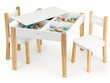 3-ių dalių vaikų baldų komplektas Ecotoys OT143, baltas/rudas kaina ir informacija | Vaikiškos kėdutės ir staliukai | pigu.lt