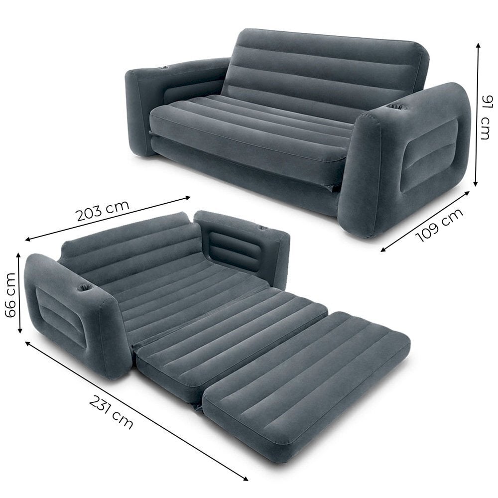 Pripučiama sofa/čiužinys 2in1, 231 x 203 x 66 cm, mėlyna цена и информация | Pripučiami čiužiniai ir baldai | pigu.lt