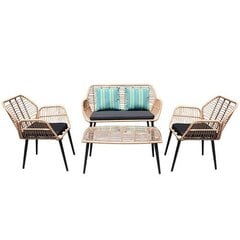 Комплект садовой мебели из ротанга, диван-стол и 2 кресла, светло-коричневый цена и информация | Комплекты уличной мебели | pigu.lt