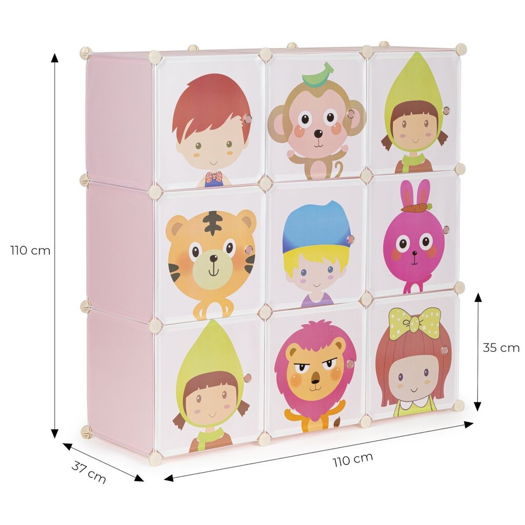 Vaikiška modulinė spintelė ModernHome PJJCBS0009-09E, rožinė цена и информация | Vaikiškos spintelės | pigu.lt