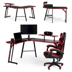 Kompiuterinis stalas ModernHome CN-2108, juodas/raudonas kaina ir informacija | Kompiuteriniai, rašomieji stalai | pigu.lt