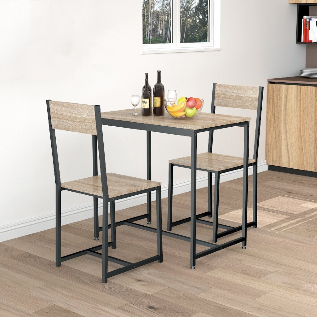 3-ių dalių virtuvės baldų komplektas ModernHome CZCY805077T, rudas/juodas kaina ir informacija | Valgomojo komplektai | pigu.lt