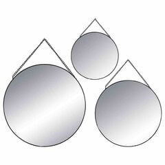 3 juodų apvalių veidrodžių rinkinys Rėmelis pagamintas iš metalo, kiekvienas veidrodis skirtingo dydžio, universalios formos kaina ir informacija | Veidrodžiai | pigu.lt