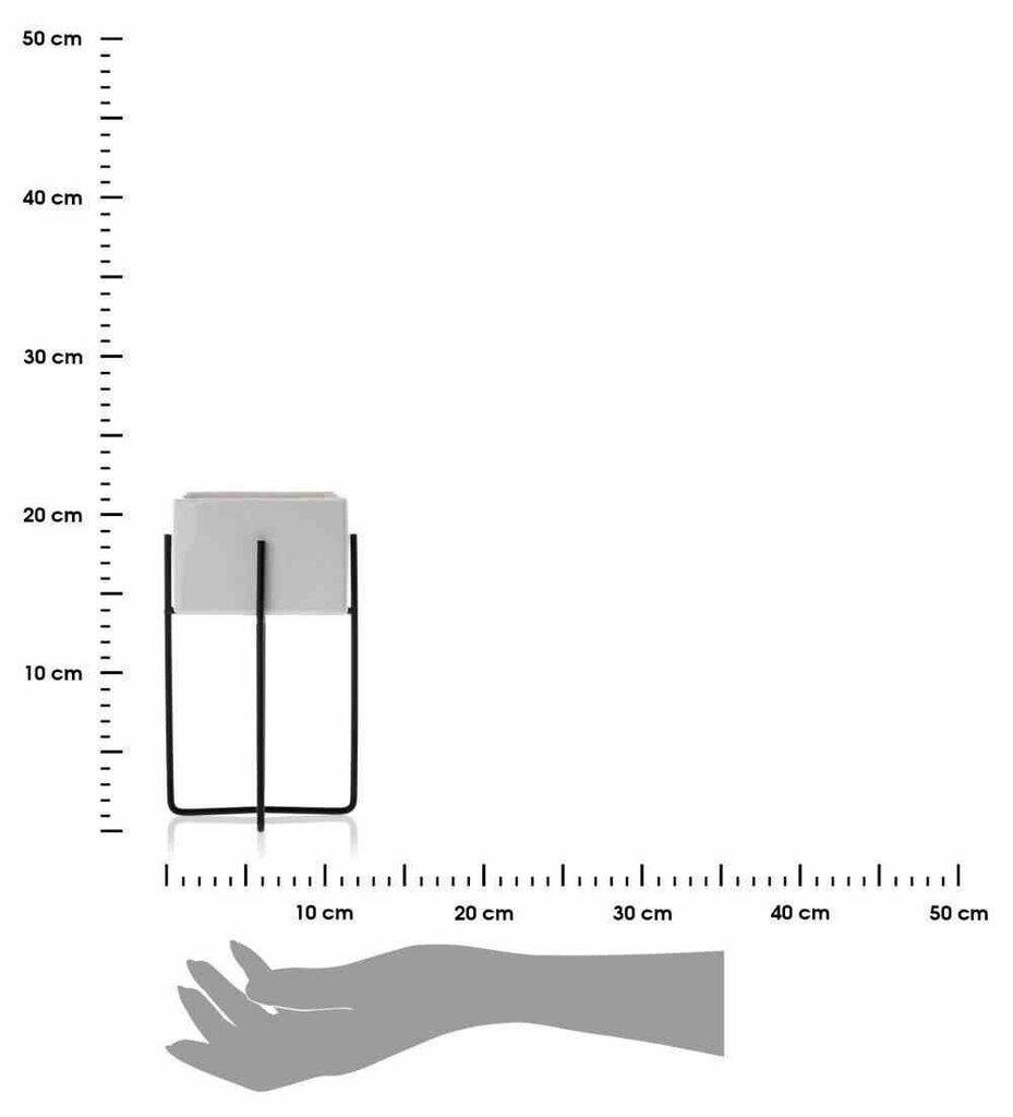 Gėlių vazonas su stovu Mizu White Black, 12x12x20,4 cm, baltas цена и информация | Vazonai | pigu.lt