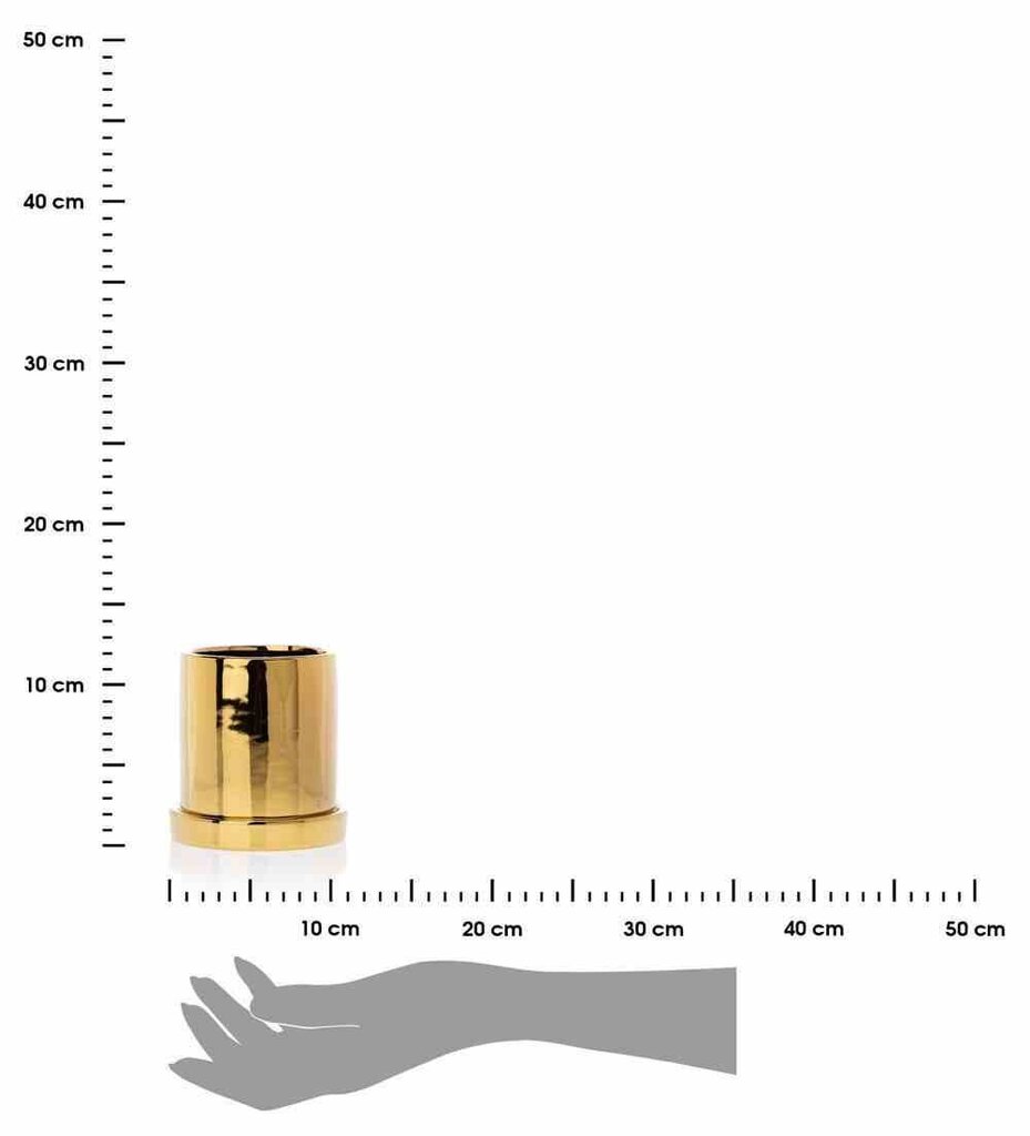 Vazonas su lėkštele Hanya Gold, 11x11x11 cm kaina ir informacija | Vazonai | pigu.lt