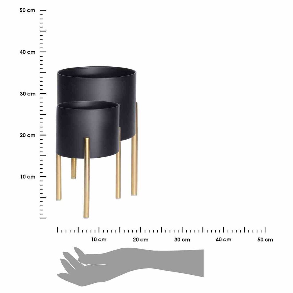 Gėlių vazonų rinkinys, juodas 2 vnt. kaina ir informacija | Vazonai | pigu.lt