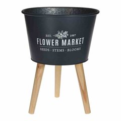 Gėlių vazonas ant kojelių Flower Market, 46x35x22,5 cm, juodas kaina ir informacija | Vazonai | pigu.lt