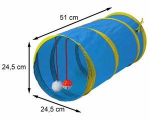 Kačių tunelis su žaislu, mėlynas kaina ir informacija | Žaislai katėms | pigu.lt