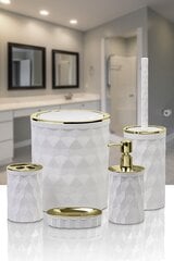 Vonios kambario komplektas Diamond baltos/auksinės spalvos цена и информация | Набор акскссуаров для ванной | pigu.lt