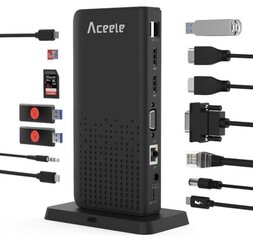 Док-станция для ноутбука Aceele с двумя мониторами, док-станция USB C Tri... цена и информация | Охлаждающие подставки и другие принадлежности | pigu.lt