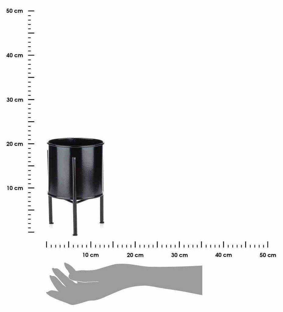 Metalinis gėlių stovas su indu vazonui HowHomely, 19 cm, juodas kaina ir informacija | Gėlių stovai, vazonų laikikliai | pigu.lt