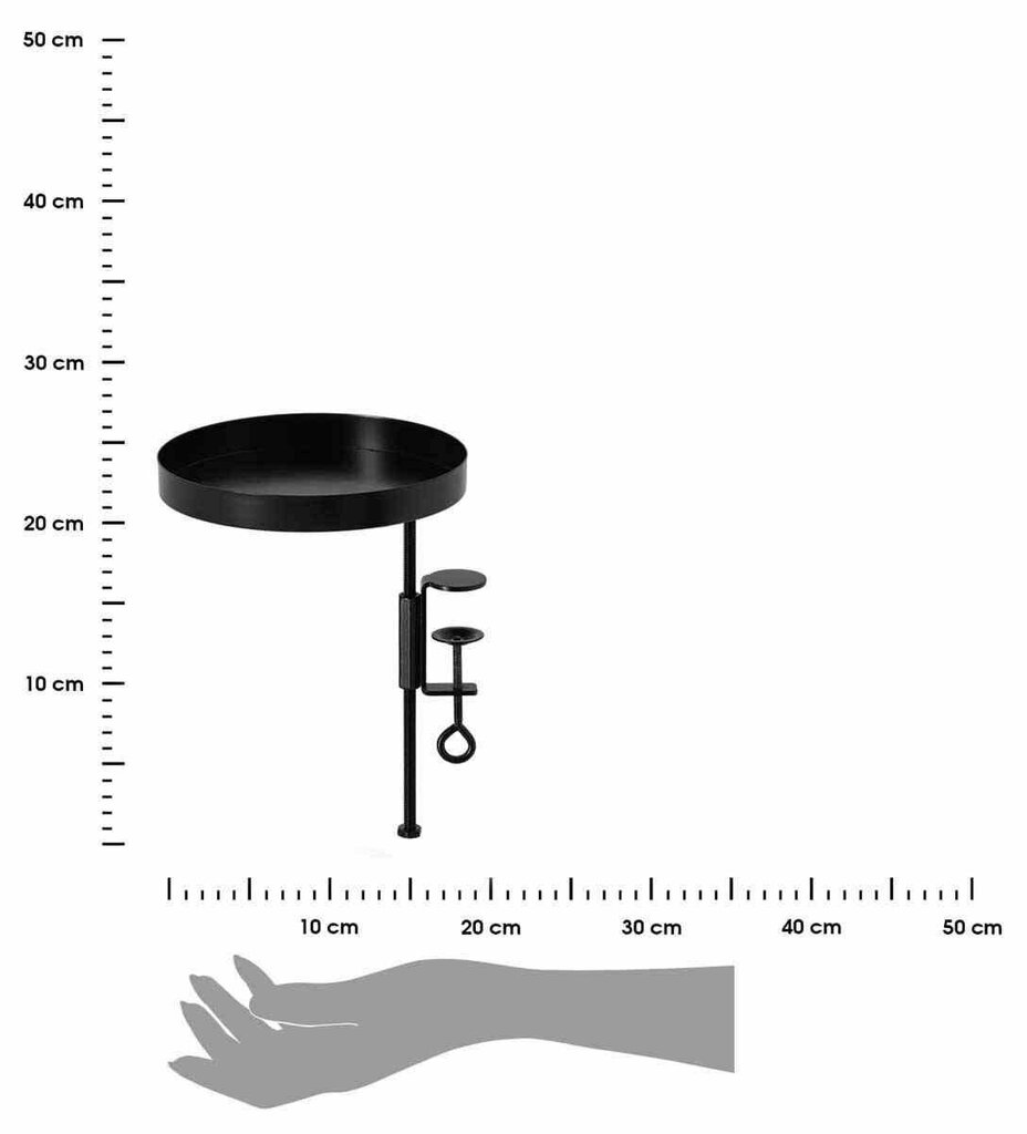 Palangės gėlių vazonų laikiklis su spaustuku Esschert Design, 24,5 cm, juodas kaina ir informacija | Gėlių stovai, vazonų laikikliai | pigu.lt