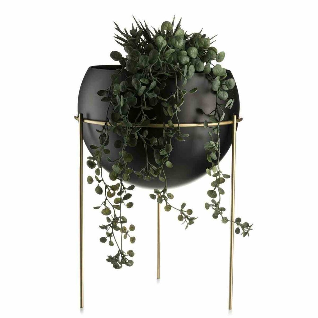 Metalinis gėlių stovas su juodu indu vazonui Loft, 39 cm kaina ir informacija | Gėlių stovai, vazonų laikikliai | pigu.lt