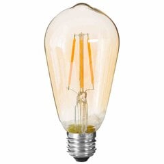Led lemputė pagaminta iš gintaro spalvos stiklo, su tiesia gija ir metaliniu lizdu kaina ir informacija | Elektros lemputės | pigu.lt
