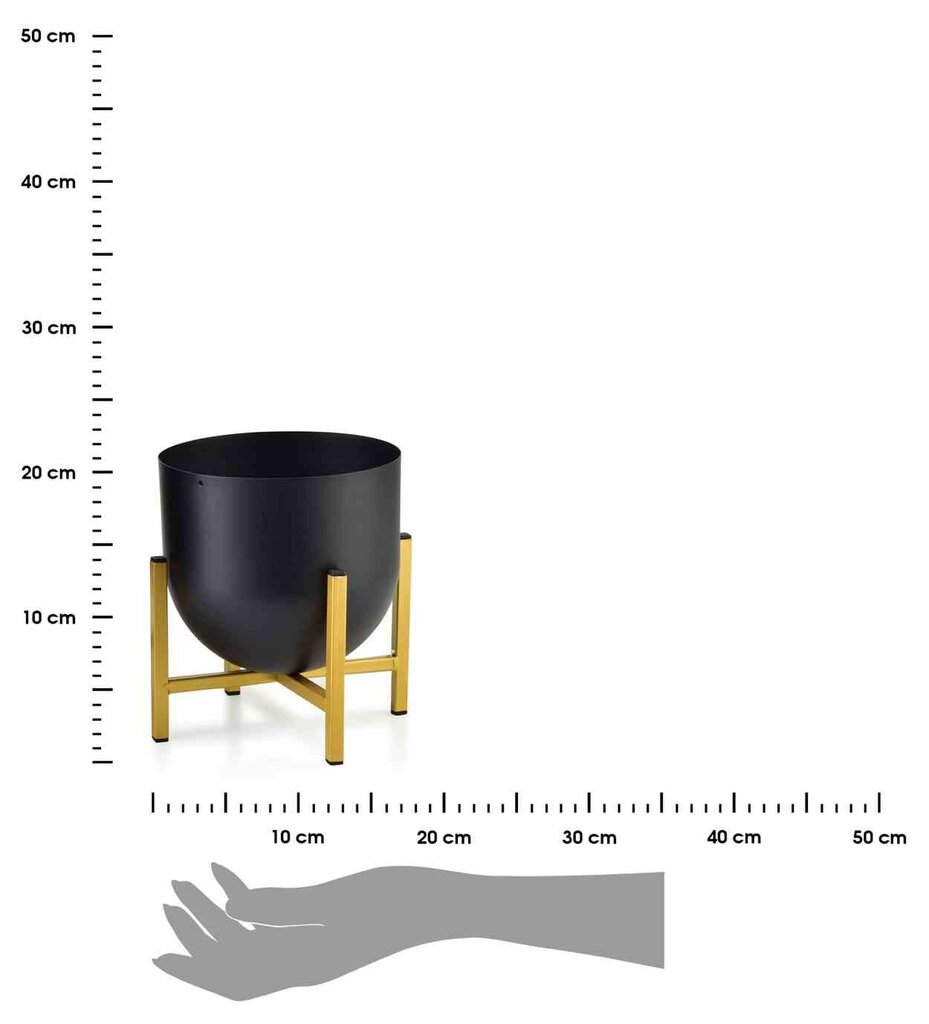 Vazonas su stovu Swen Boule Gold Black, 17x16x21 cm kaina ir informacija | Vazonai | pigu.lt