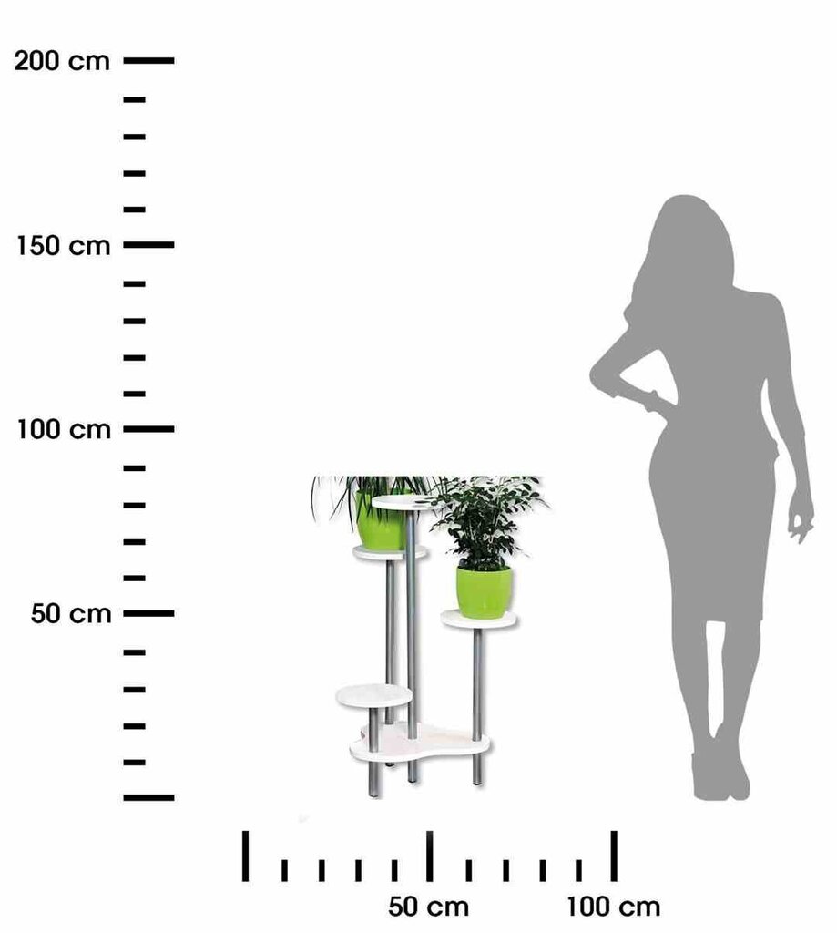 Gėlių stovas keturioms gėlėms Kesper, 72,5 cm, baltas kaina ir informacija | Gėlių stovai, vazonų laikikliai | pigu.lt