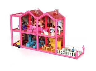 Lėlių namas su baldais, rožinis 955 kaina ir informacija | Žaislai mergaitėms | pigu.lt