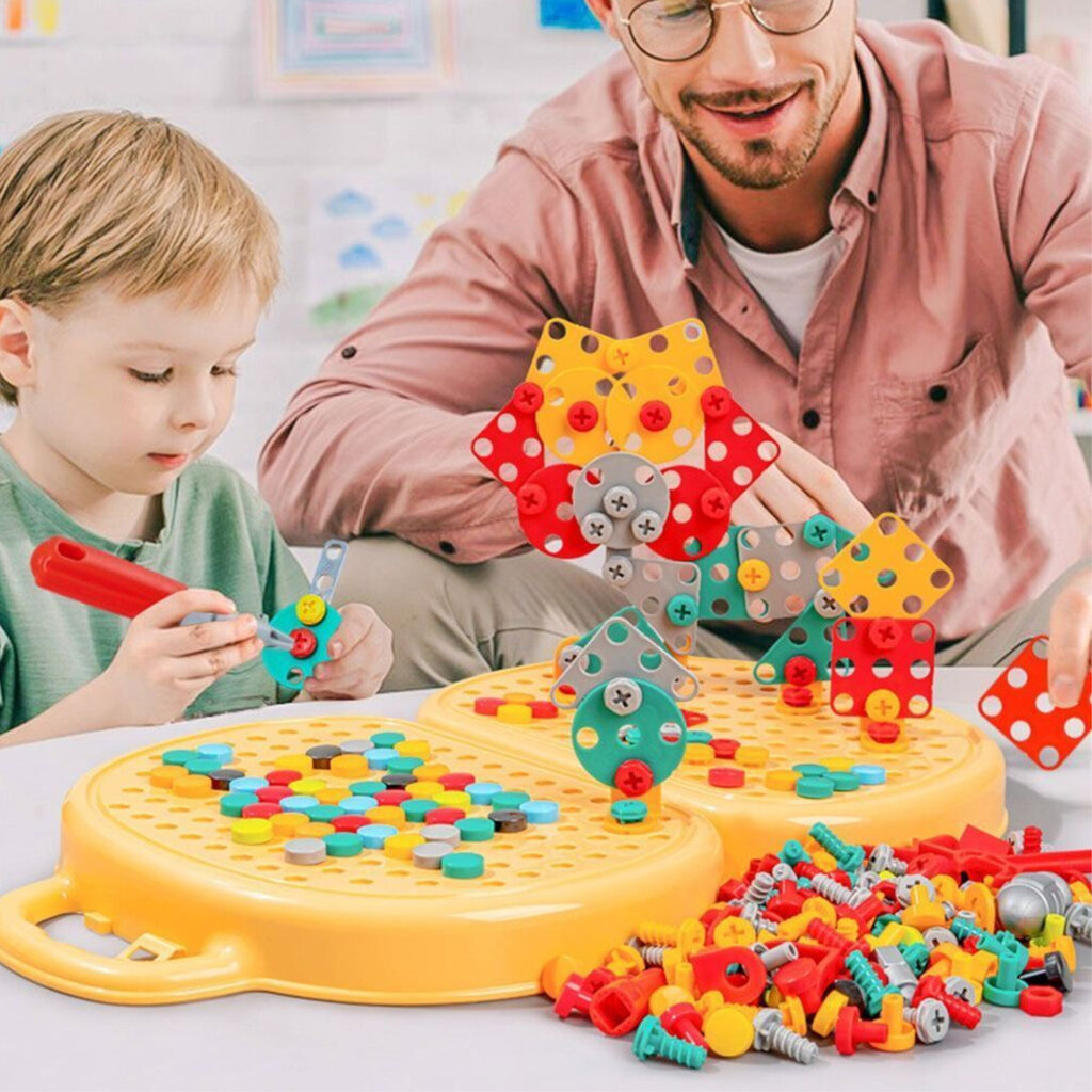 Statybinė mozaika su įrankiais Meškiukas kaina ir informacija | Lavinamieji žaislai | pigu.lt