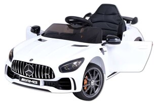 Vinvietis vaikiškas elektromobilis Mercedes AMG GTR Lean Cars, baltas kaina ir informacija | Elektromobiliai vaikams | pigu.lt