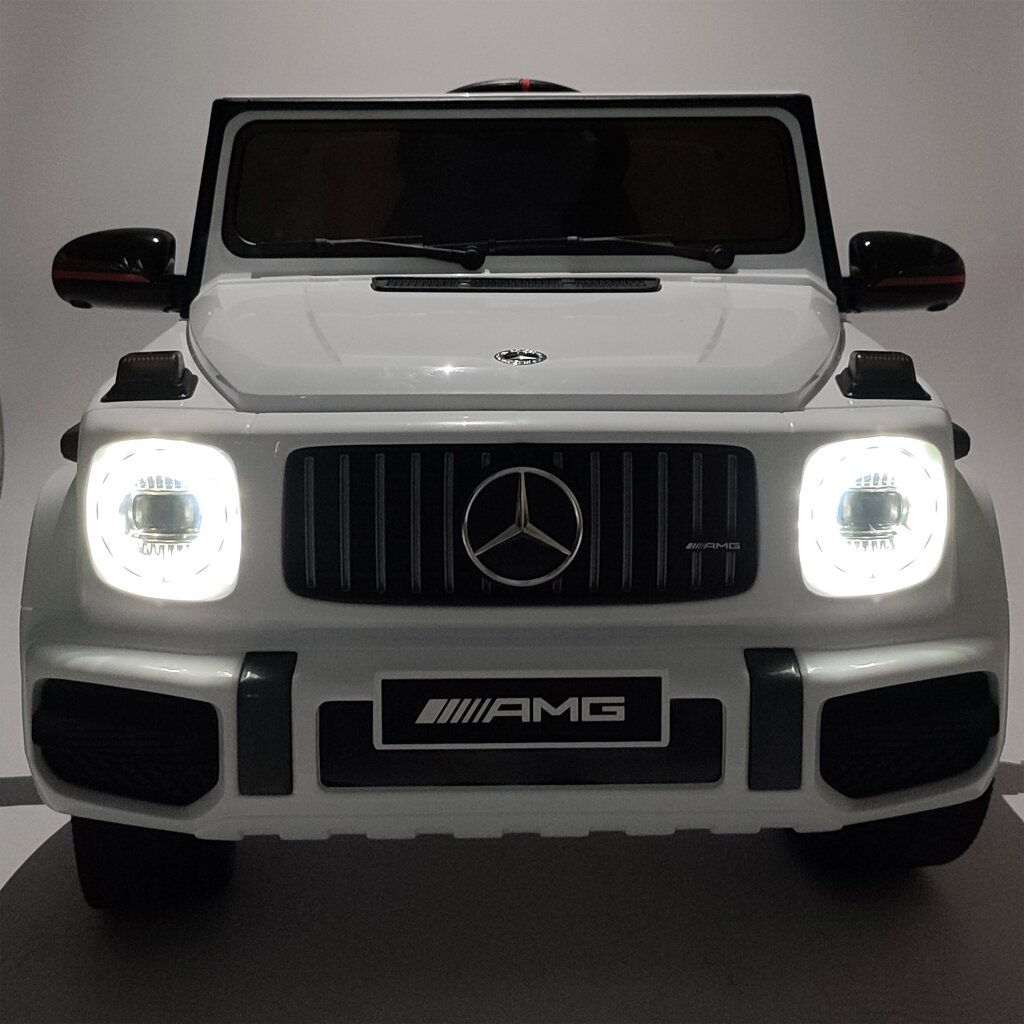 Vienvietis vaikiškas elektromobilis Mercedes AMG G63, baltas kaina ir informacija | Elektromobiliai vaikams | pigu.lt