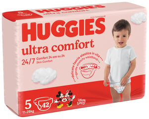 Sauskelnės Huggies Ultra Comfort 5(11-25 kg), 42 vnt. kaina ir informacija | Sauskelnės | pigu.lt