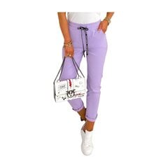 Женские темно-фиолетовые брюки из ткани цена и информация | Брюки | pigu.lt