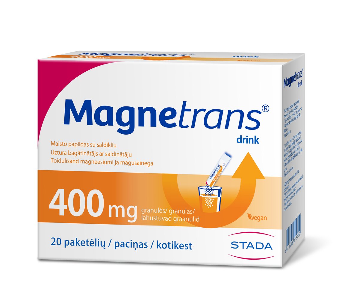 Maisto papildas Magnetrans drink 400mg, 20 pak. kaina ir informacija | Vitaminai, maisto papildai, preparatai gerai savijautai | pigu.lt
