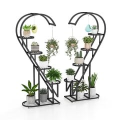 5-ярусная металлическая подставка для растений в форме сердца с подвесными крючками Costway 71 x 30,5 x 148 см цена и информация | Подставки для цветов, держатели для вазонов | pigu.lt