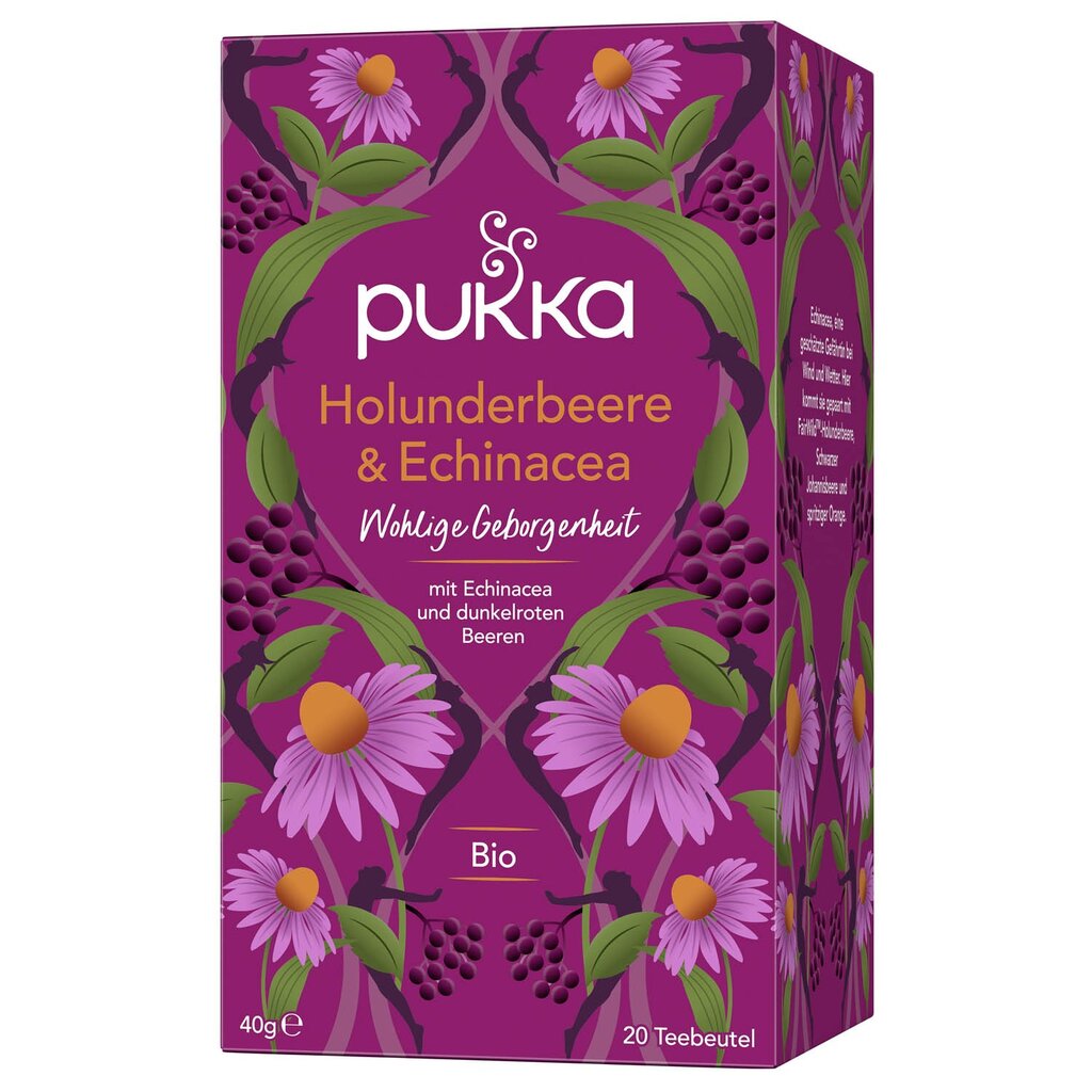Šeivamedžių uogų ir ežiuolės arbata Echinacea Pukka, 20 vnt. kaina ir informacija | Arbata | pigu.lt
