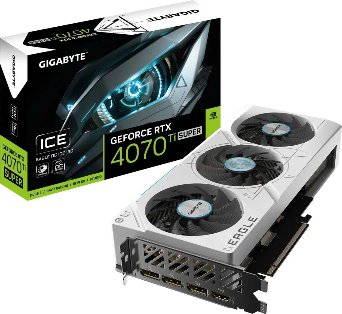 Gigabyte GeForce RTX 4070 Ti Super Eagle OC Ice (GV-N407TSEAGLEOC ICE-16GD) kaina ir informacija | Vaizdo plokštės (GPU) | pigu.lt