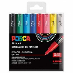 Маркеры POSCA PC-1M 8 шт. Multicolour цена и информация | Принадлежности для рисования, лепки | pigu.lt