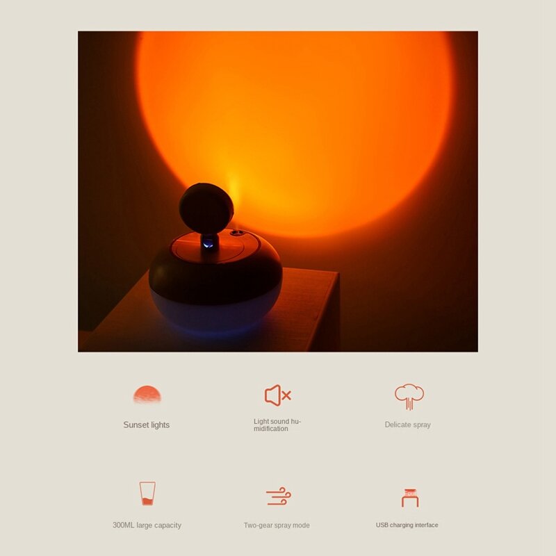 Sunfry oro drėkintuvas, Sunset lempos oro drėkintuvas miegamajam kaina ir informacija | Oro drėkintuvai | pigu.lt