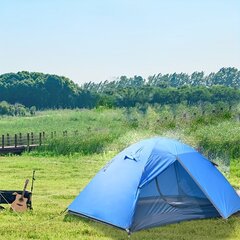 Палатка двухслойная двухместная, синяя цена и информация | Палатки | pigu.lt