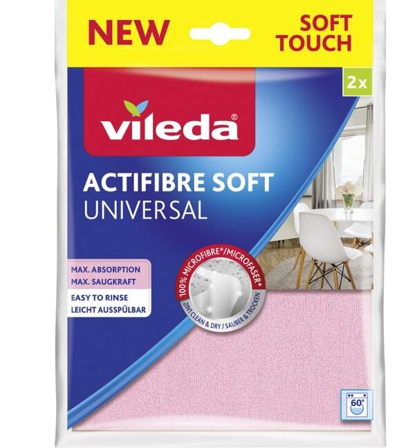 Vileda mikropluošto šluostė Actifibre Soft, 2 vnt. цена и информация | Valymo reikmenys ir priedai | pigu.lt