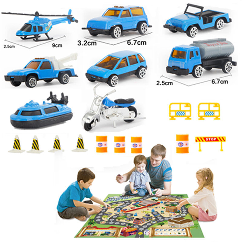 Policijos sunkvežimis su automobiliais Handlotek, 55cm kaina ir informacija | Žaislai berniukams | pigu.lt