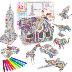 3D dėlionė vaikams spalvinimui Plan Toys, 9 d. kaina ir informacija | Dėlionės (puzzle) | pigu.lt