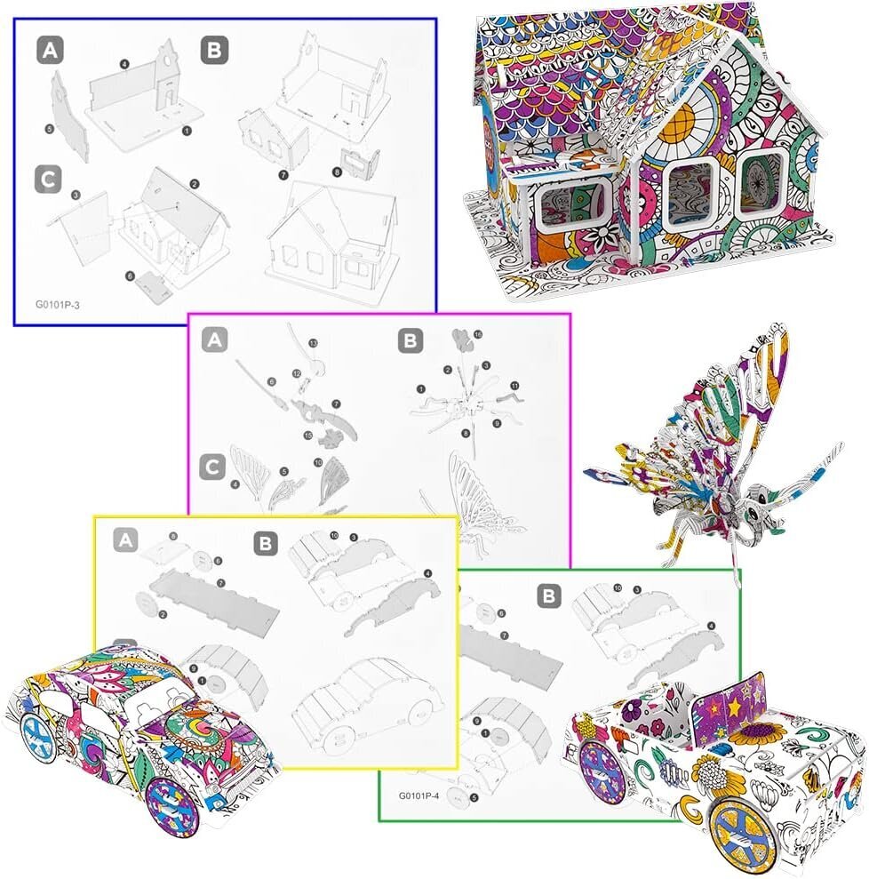 3D dėlionė vaikams spalvinimui Plan Toys, 9 d. цена и информация | Dėlionės (puzzle) | pigu.lt