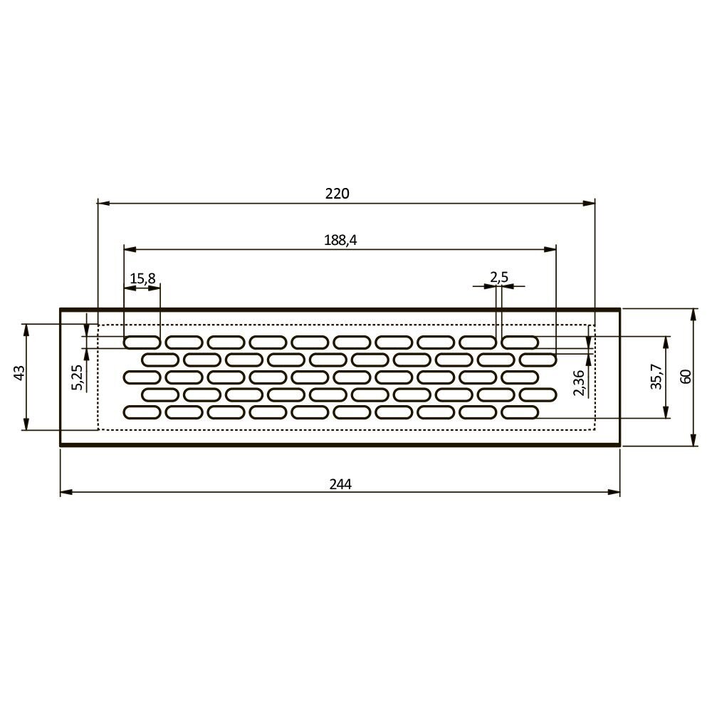 Ventiliacinės grotelės 245 x 60 mm, auksines spalva kaina ir informacija | Vonios ventiliatoriai | pigu.lt