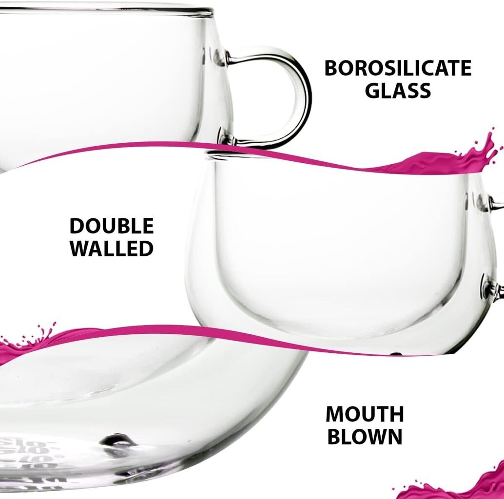 Dvisluoksnė stikline, Ansio 2 vnt. kaina ir informacija | Taurės, puodeliai, ąsočiai | pigu.lt