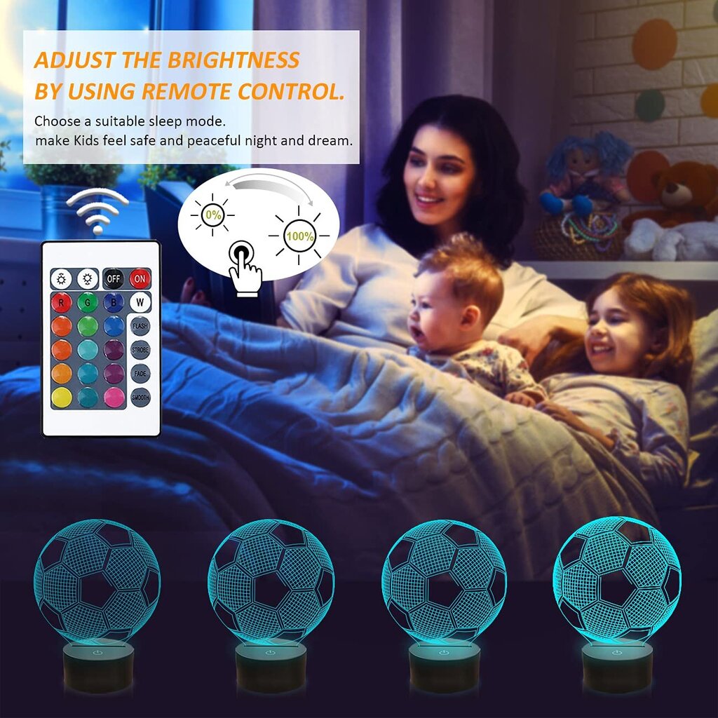 Naktinė 3D LED lempa Futbolo kamuolys kaina ir informacija | Dekoracijos šventėms | pigu.lt