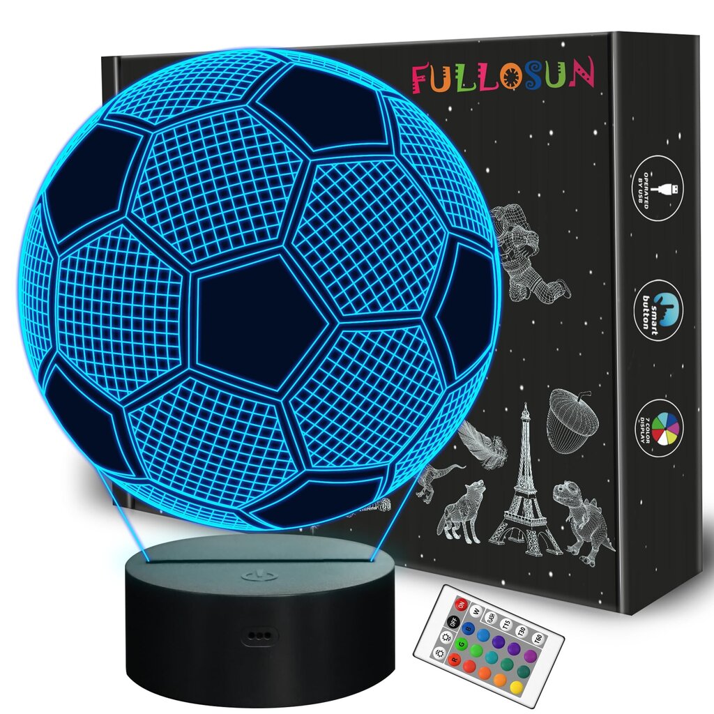 Naktinė 3D LED lempa Futbolo kamuolys kaina ir informacija | Dekoracijos šventėms | pigu.lt