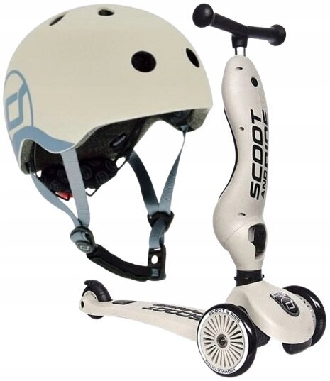 Triratis paspirtukas/balansinis dviratis su šalmu Scoot and Ride LP499, pilkas kaina ir informacija | Paspirtukai | pigu.lt