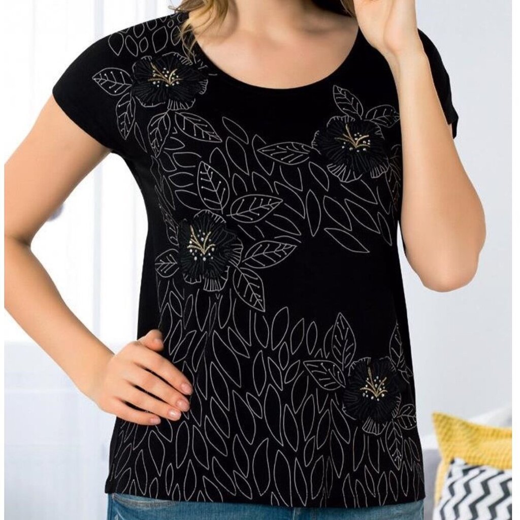 Marškinėliai moterims Ozkan 23733, juodi цена и информация | Marškinėliai moterims | pigu.lt