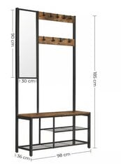 Вешалка с зеркалом, скамейка цена и информация | Вешалки для одежды | pigu.lt