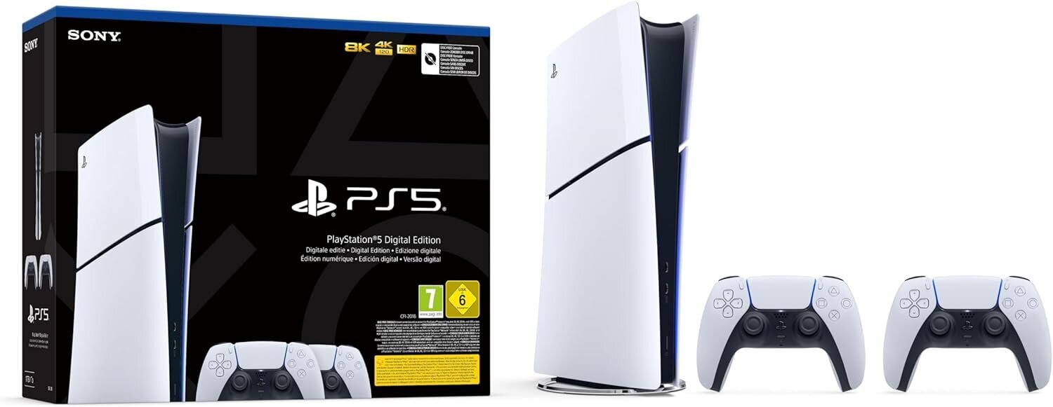 Playstation 5 Slim, digital 2x DualSense Controllers цена и информация | Žaidimų konsolės | pigu.lt